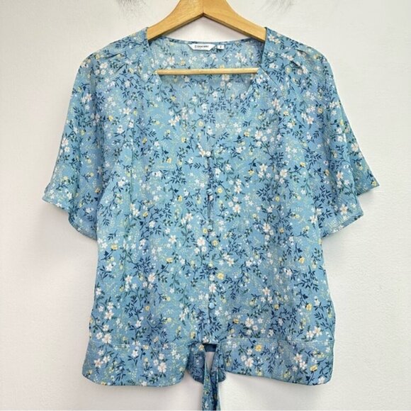 Signature Reitman’s Floral Tie Waist Button Blouse Small - Picture 1 of 7